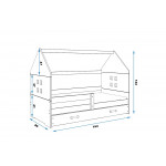 Detská posteľ domček DOMI biela - modrá so zásuvkou 160x80cm